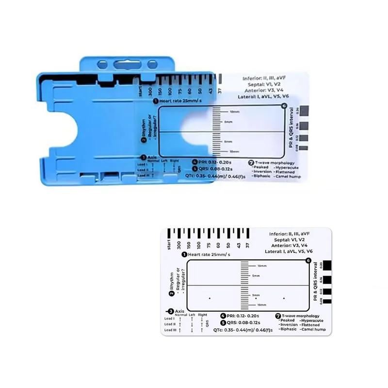 AED5-ECG 7 Step Ruler ECG Ruler Plastic Ruler Measuring Tool For ECG/EKG Interpretation Easy-To-Carry With 1 Protect Sheath