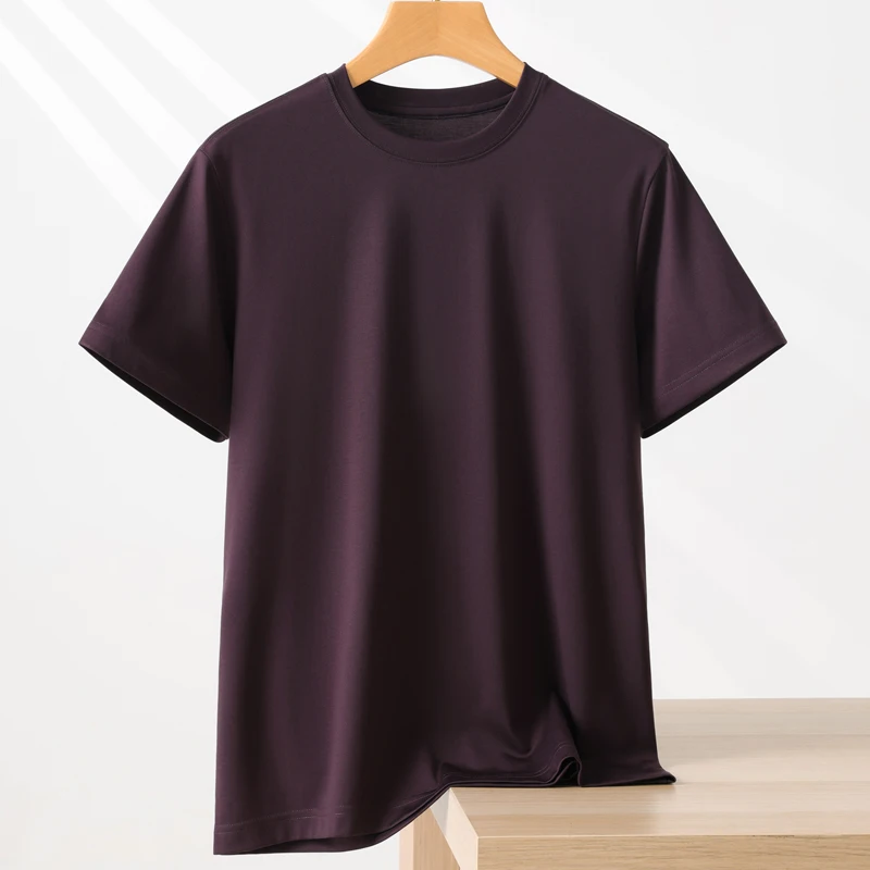 Summer New Men's Short Sleeved Solid Color Loose Round Neck Pullover Vest Soft Comfortable Breathable T-Shirt Fashion Modal Top