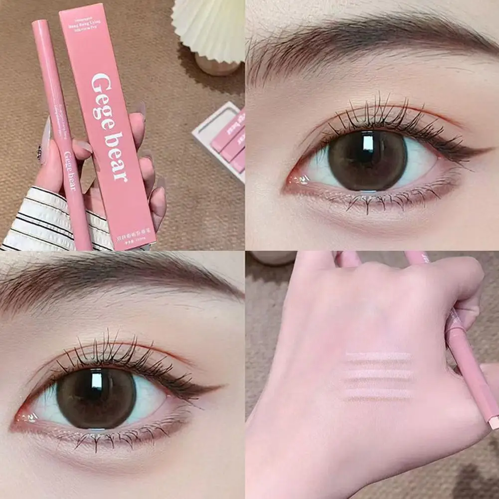 Lápis bicolor sob os olhos 2 em 1, iluminador, nude, rosa, sombra, bastão, aegyo, sal,itado, bicho da seda, eeyshadow, maquiagem para cílios