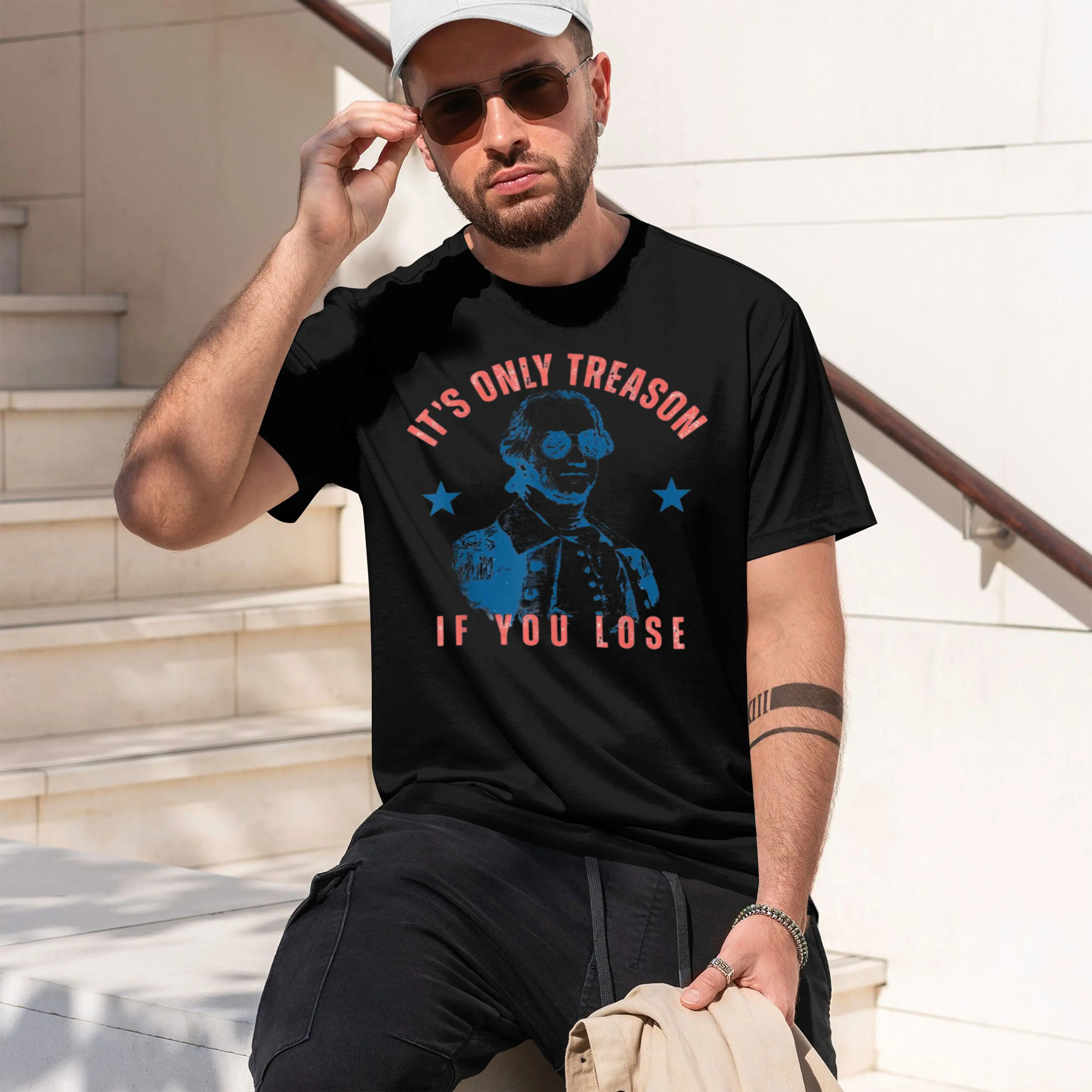 Its Only Treason If Lose Washington Ameran 4Th Of July T-Shirt Summer Short-Sved Breathable Sweat-Wking Versatile 2026 New Model