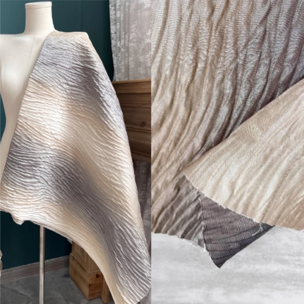 

Gradient Ripple Jacquard Fabric for Dress Windbreaker Fashion Designer Handmade Diy Sewing Material Cloth Wholesale