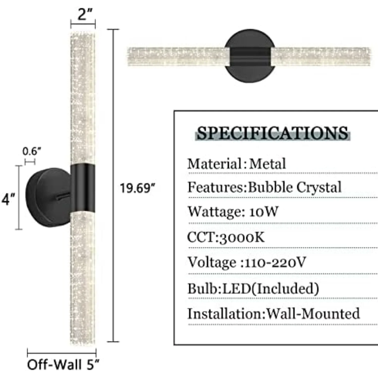 

Bathroom Sconce Lighting Gold Crystal Light 3000K LED Mount Light Vertical Horizontal Sconce Light Vanity Lighting for Bathr