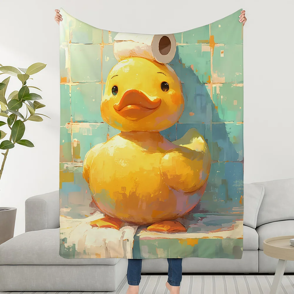 Manta de Peluche Súper Acogedora con Diseño de Patito y Gorro de Papel Higiénico para Sala de Estar, Sofá, Regalos de Cumpleaños Infantiles