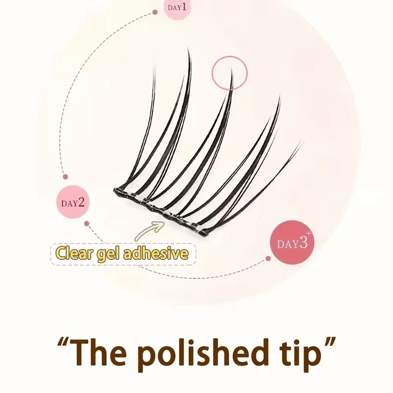 Ciglia finte senza colla per ragazza vibrante, fai da te a grappolo singolo, volume quotidiano trasparente naturale, ciglia di simulazione per principianti