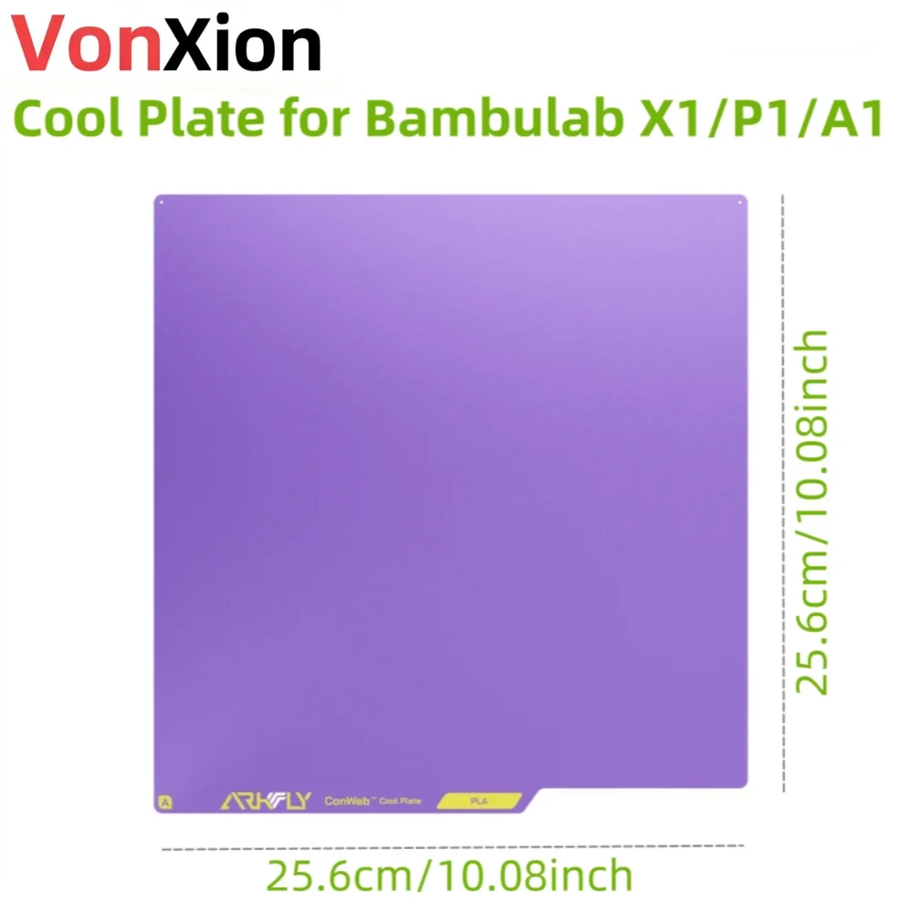

VonXion Conweb™ Cool Plate Build Plate 256*256mm For Bambulab X1 P1 A1 Quick Release 2-Sided Texture 3D Printer Accessories