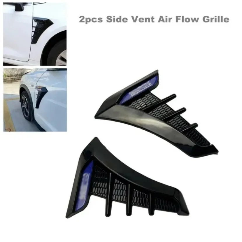 2` Universal Side Vent Air Flow Grille Scoop Cover Decorative Trim Sticker Kit car gadget