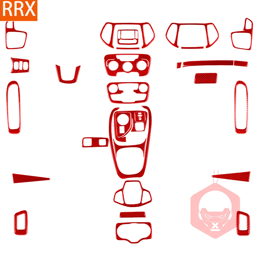 Para Jeep Compass 2018-2021 pegatina roja de fibra de carbono consola tableros centrales navegación panel de radio accesorios decorativos para coche