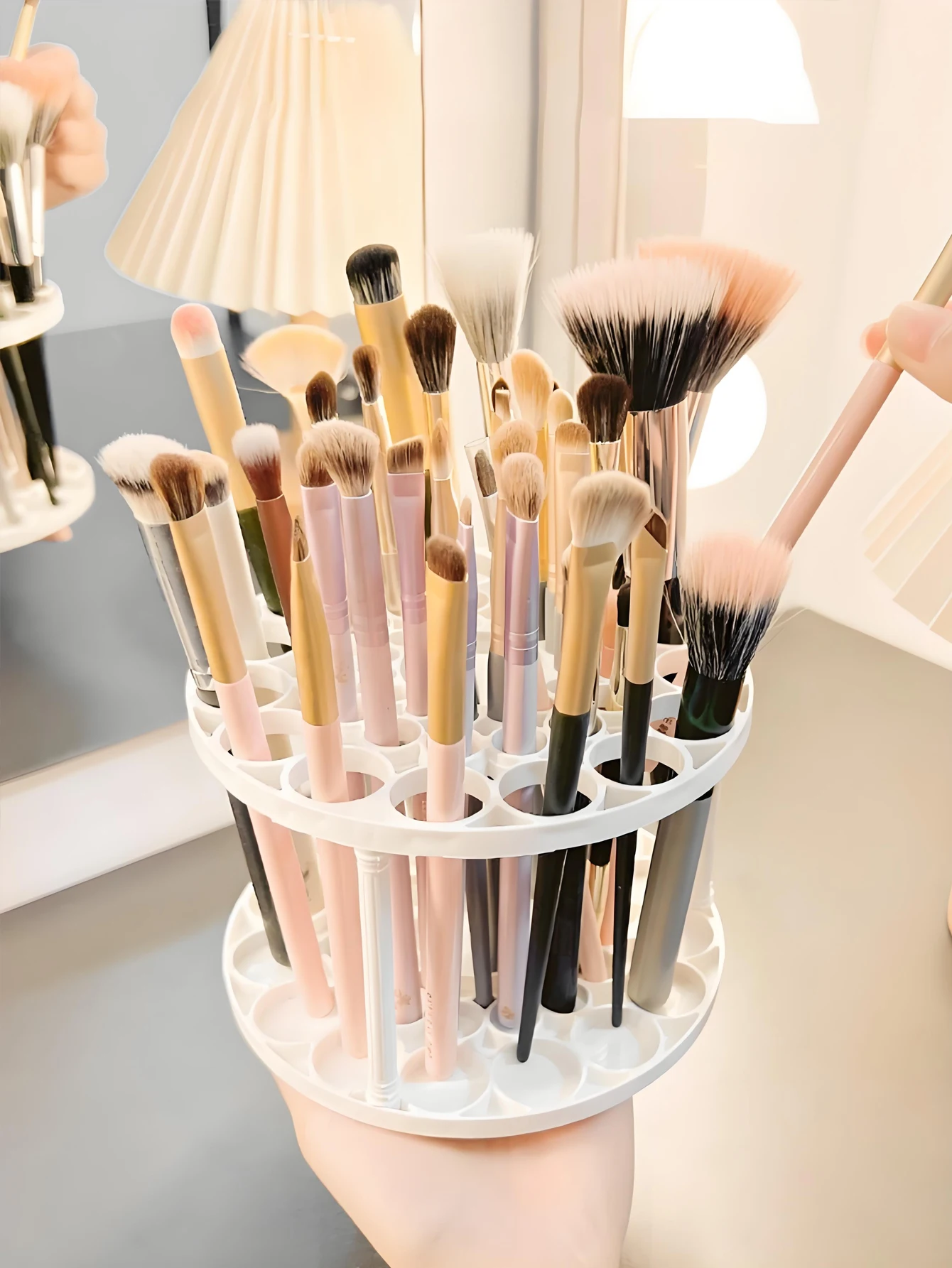 1/2 قطعة تخزين سطح المكتب 48 فتحة رف تخزين متعدد الأغراض مناسب لقلم أحمر الشفاه لفرشاة التجميل