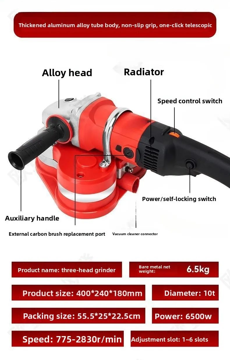 Dust free electric floor grinder concrete cement polishing and renovation
