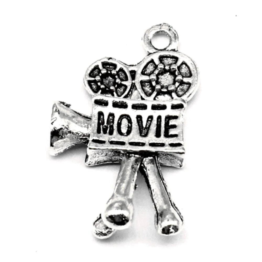 Movie Players Charms Couple Pendants Handmade Products Jewellery Making Supplies 15x25mm 5pcs Antique Silver Color