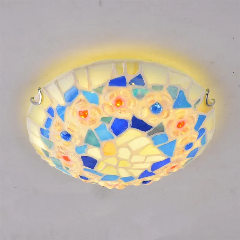 Mediterranean Ceiling Light Bohemian Polychrome Glass Home Loft Decor for Living Room LED Lighting Kitchen Bedroom Lamp Fixtures