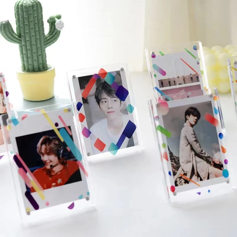 Transparent pattern Kpop Photocard Holder desktop display Postcards Protective Case Photo Sleeves Idol Decoration Bag Pendant