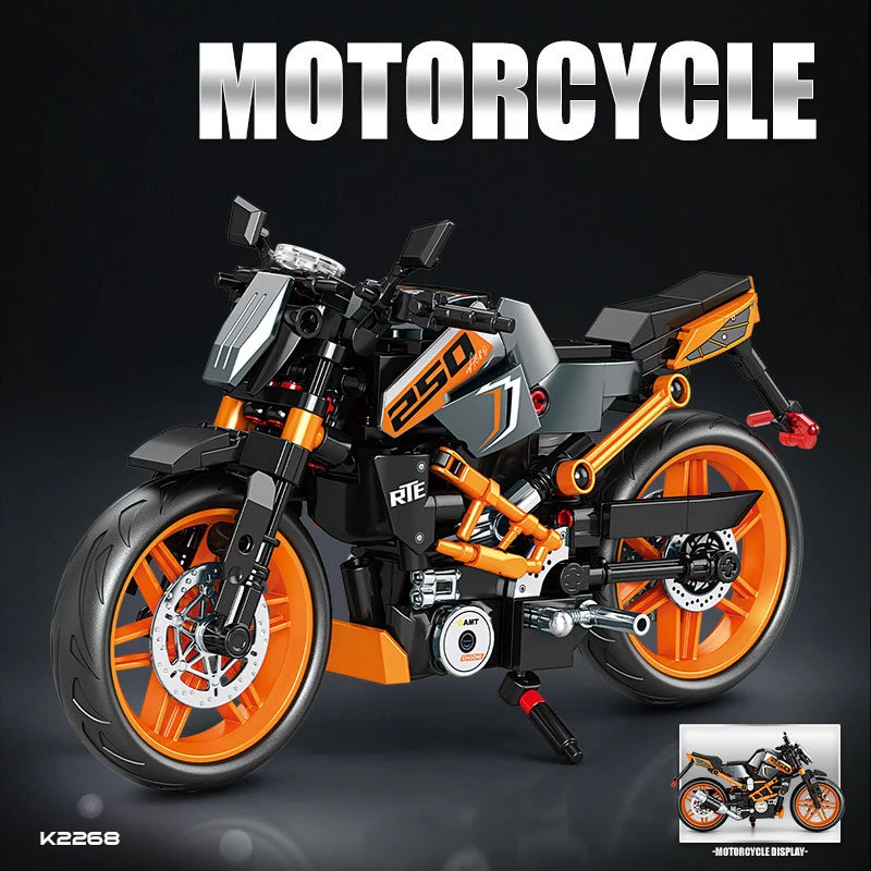 Set de Bloques de Construcción de Motocicleta, Modelo de Superbike de Carreras, Motocicleta Retro de Calle, Juguete Cole