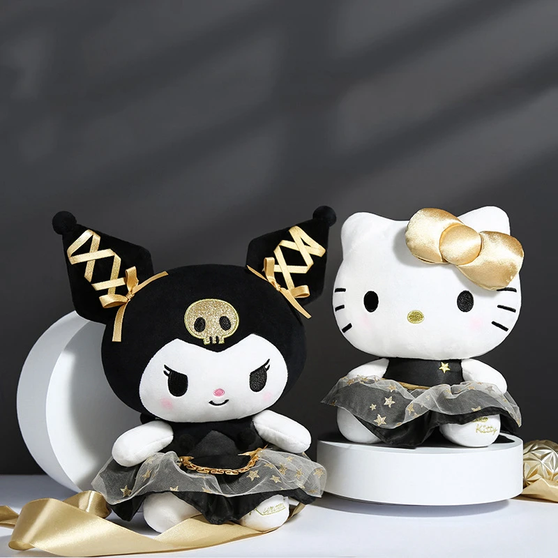 

Original Sanrio Luxury Kuromi Plush Toy Cute Black and Gold Hello Kitty Doll Sleeping Plushies Xmas Gifts For Girl High Quality