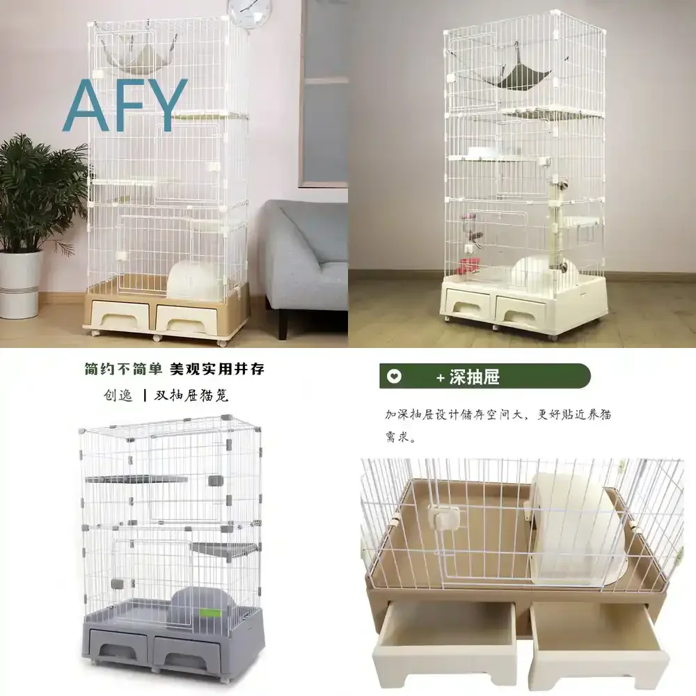 Cat Cage for Cats Litter Box Fully Enclosed Toilet Integrated Pet Cage Household Large Space Cat Enclosure for Indoor Use