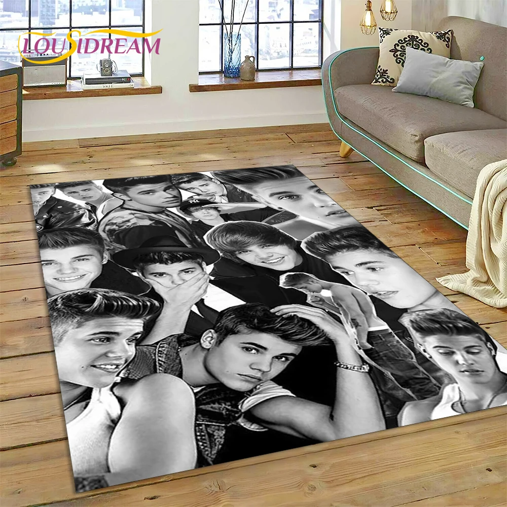 

3D Justin Bieber Idol Singer Rug Carpet for Living Room Bedroom Home Decor,Floor Mat Non-slip Decoration for Sofa Doormat Gifts