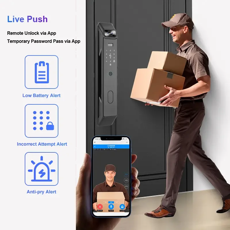 3D Face Recognition Fingerprint Digital Real Time Intercom Palm Vein Camera Smart Lock