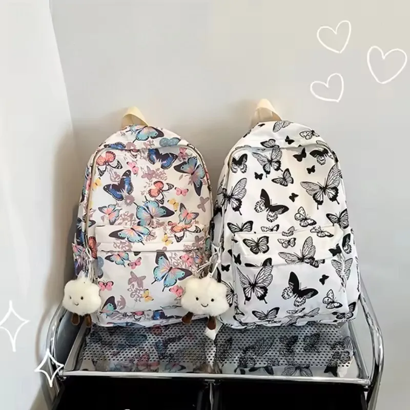 

Модный женский рюкзак с узором бабочки, студенческий рюкзак для школы, хранения книг и организации путешествий