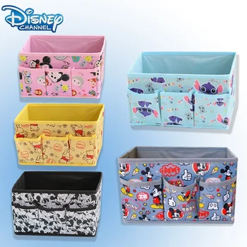 Boîte de rangement pliable Disney Stitch, boîte de rangement de bureau Mickey Mouse mignon Winnie l'ourson, boîte de rangement de Classification de papeterie cosmétique