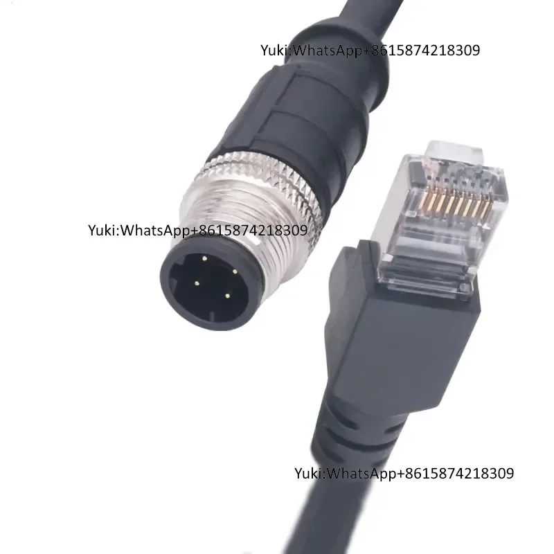 Waterproof Gold-plated 4/8Pin Male RJ45 Data/Signal/Ethernet Plug M12 Sensor Connector Threaded Coupling for Industrial PCB