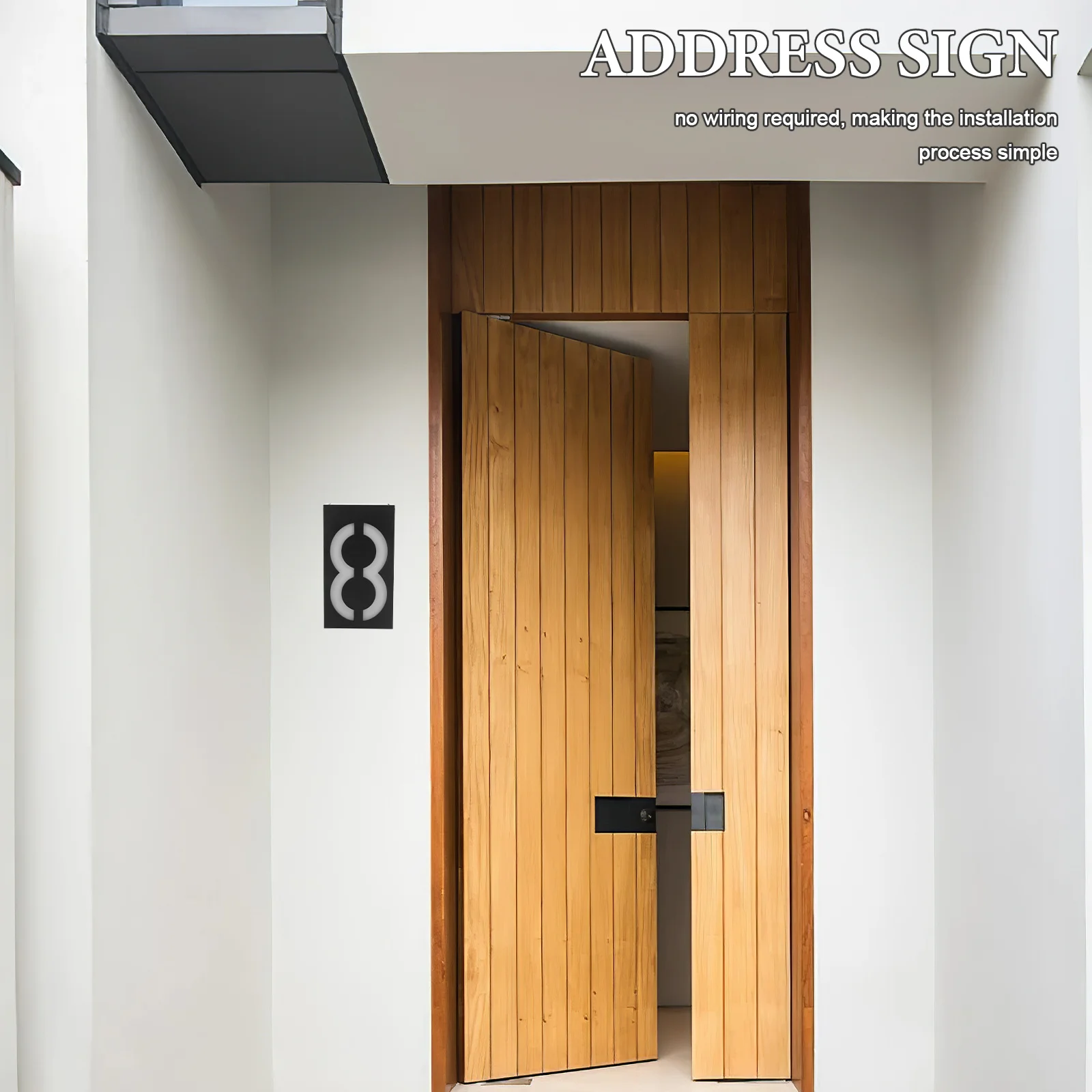 

Front Door Numbers Address Sign Solar Light Home Plate Doorplate ABS for Houses