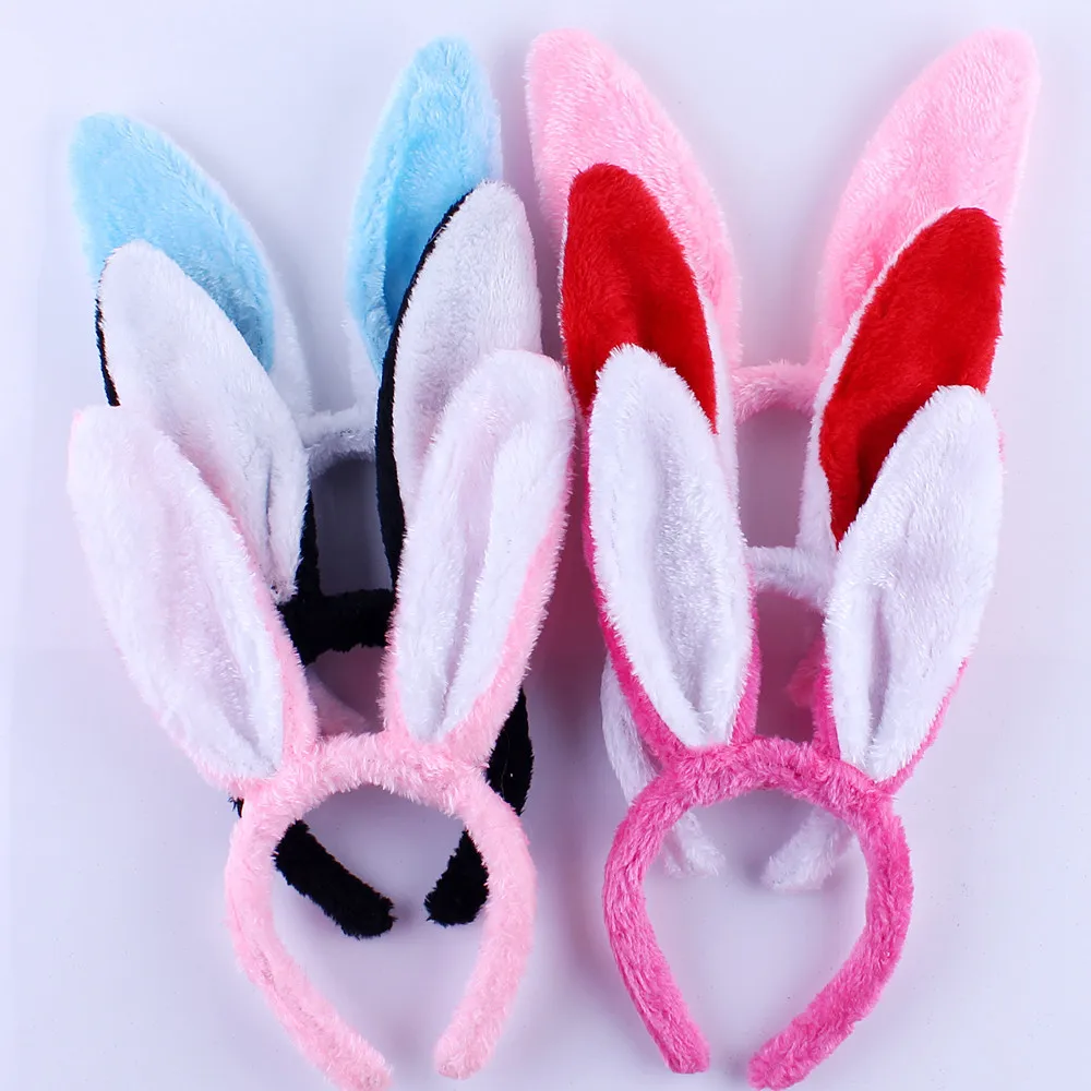 

20pcs Plush Easter Rabbit Ears White Pink Bunny Headband Cosplay Costume Accessories for Kids and Adults Wedding Festival