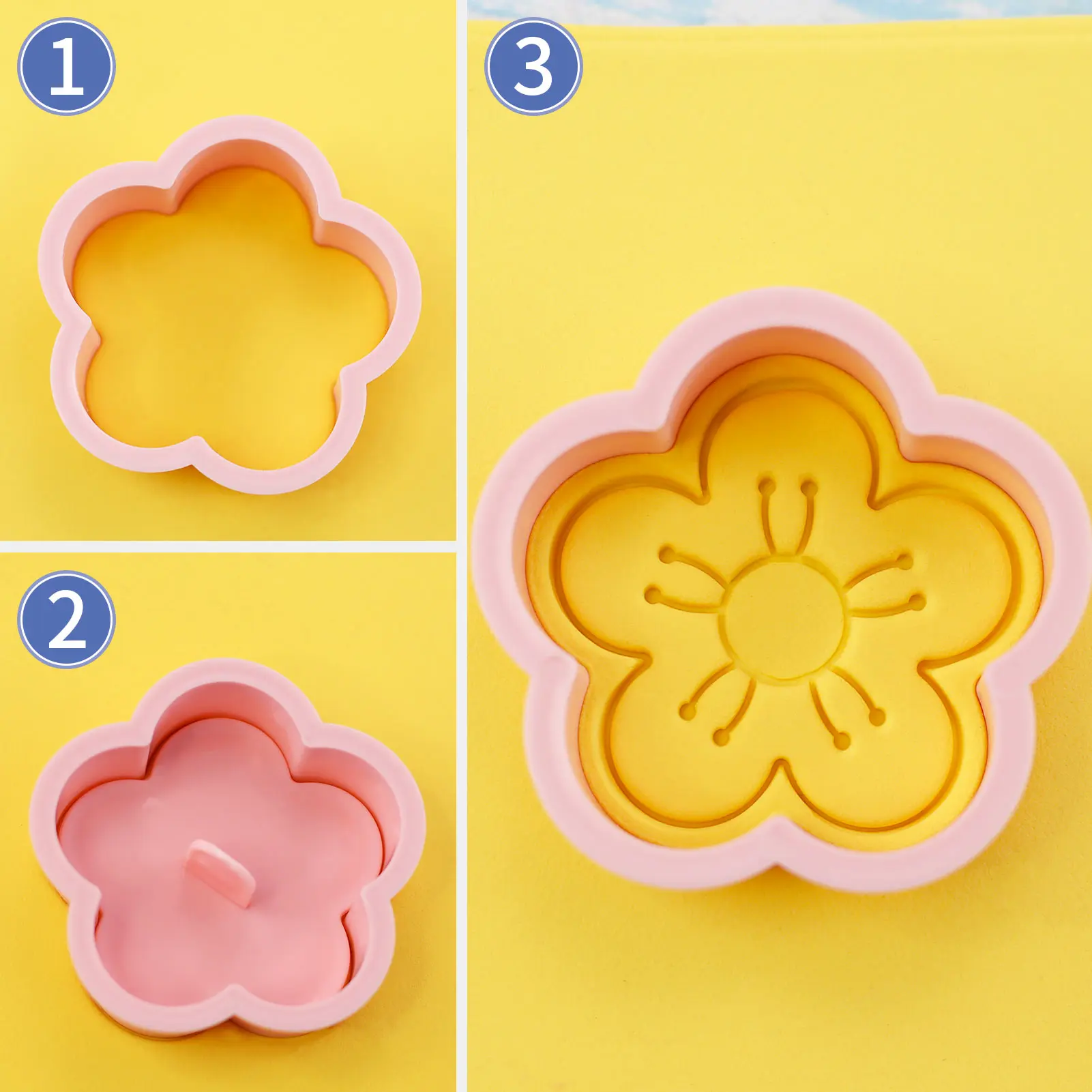 8 Piece Cute Flower Cookie Cutters Leaves Shape Cookie Embossing Molds Cartoon Fun Biscuit Moulds(8-Flower)