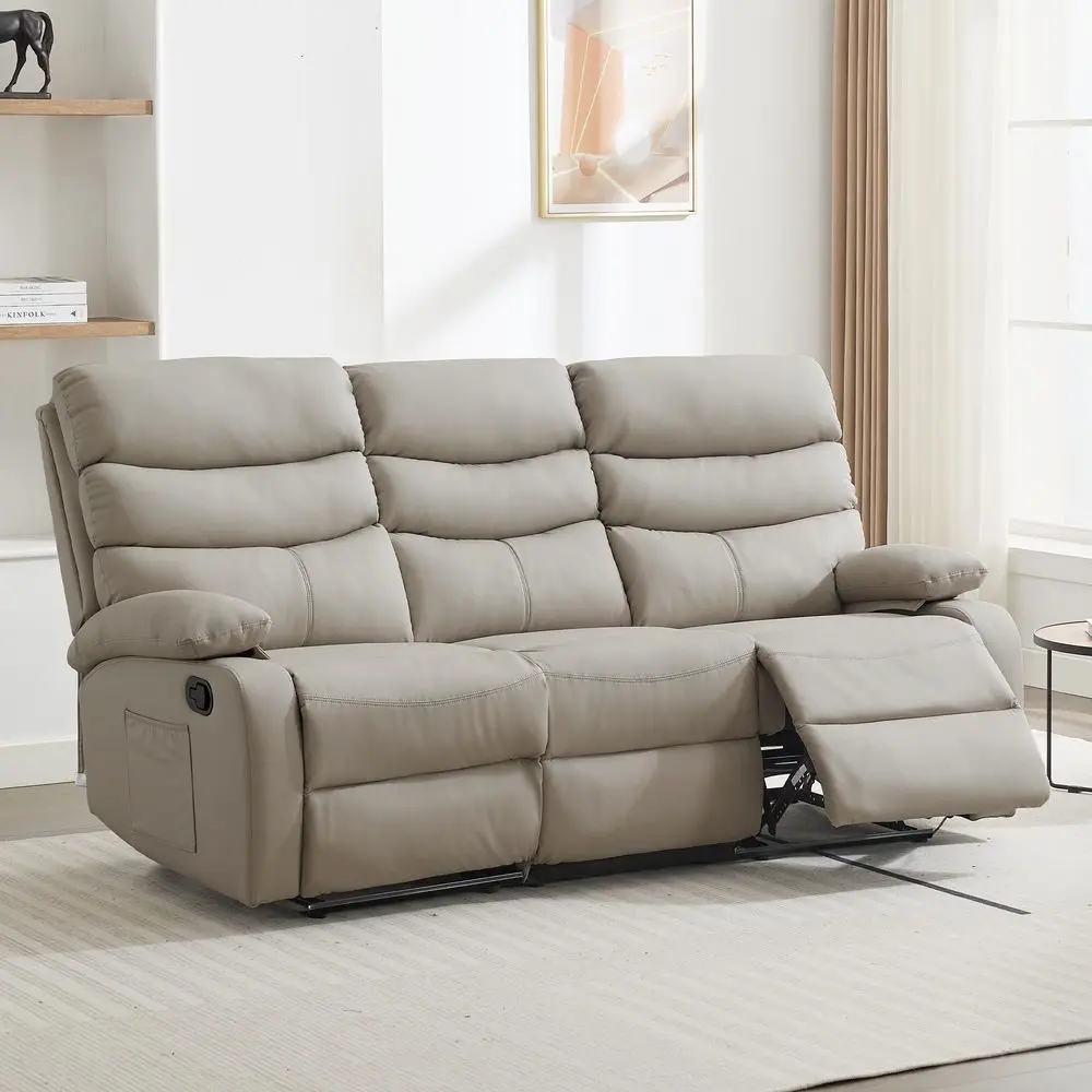 

Recliner Sofa Set, Small Leather Couch 3Seater Manual Seater Reclining, Triple Recliner Chair for Living Room, RV, Home Theater