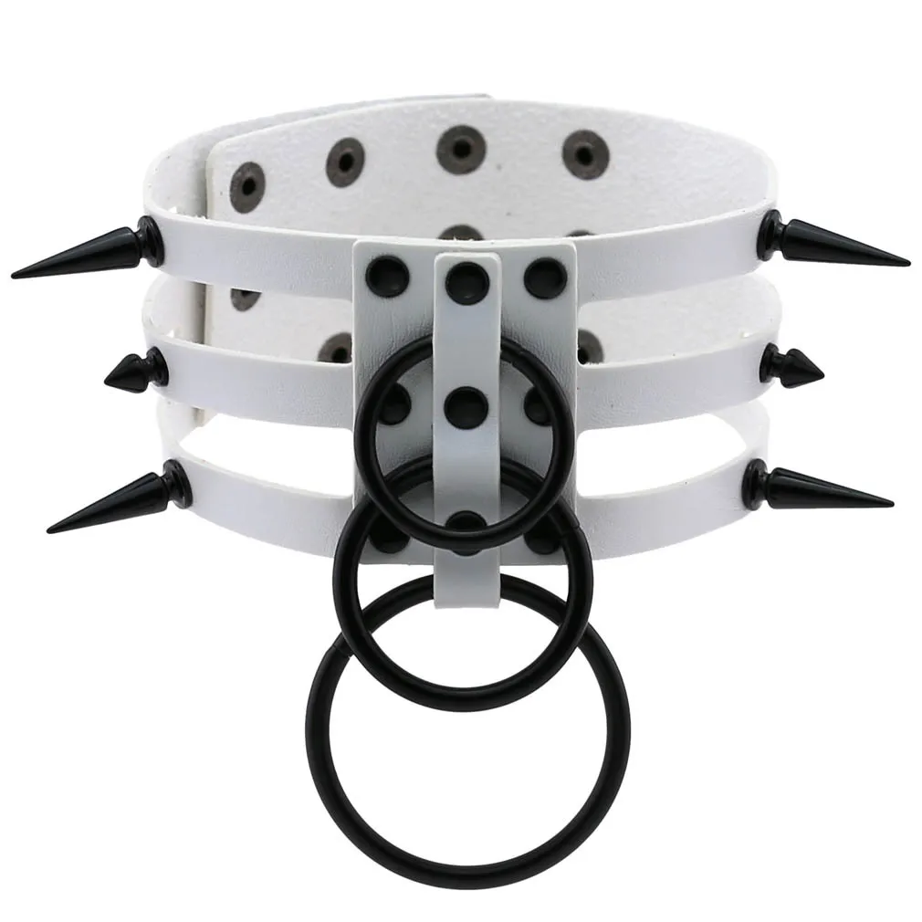 Fashion Women Men Black Rivet Leather Bondage Choker Necklace Punk Circle Spike Goth Collar Harajuku Necklaces Emo Witch Jewelry