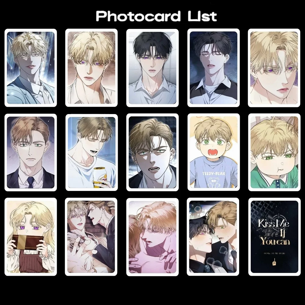 

14PCS Korean Manhwa Kiss Me If You Can Flash Light Photo Cards Set - Manga Characters Collectible LOMO Card Fans Gift