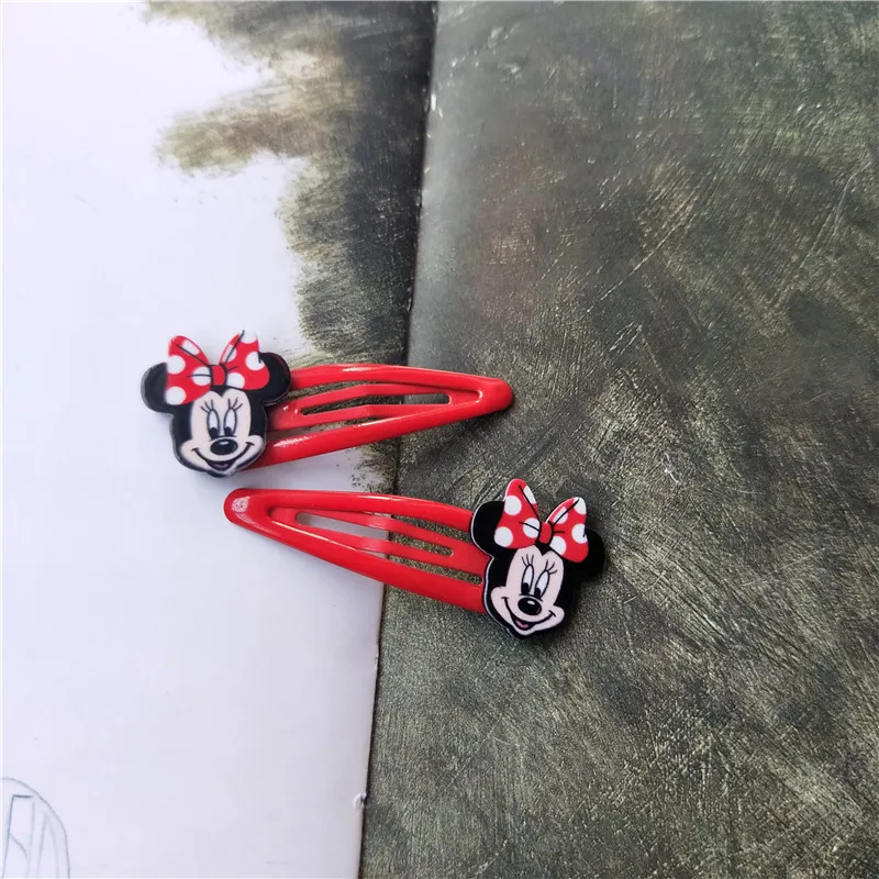 2PCS Cute Cartoon Disney Mickey Bowknot Kids Hairpins Children Headwear Baby Headdress Elastic Hair Bands Clip Girls Accessories