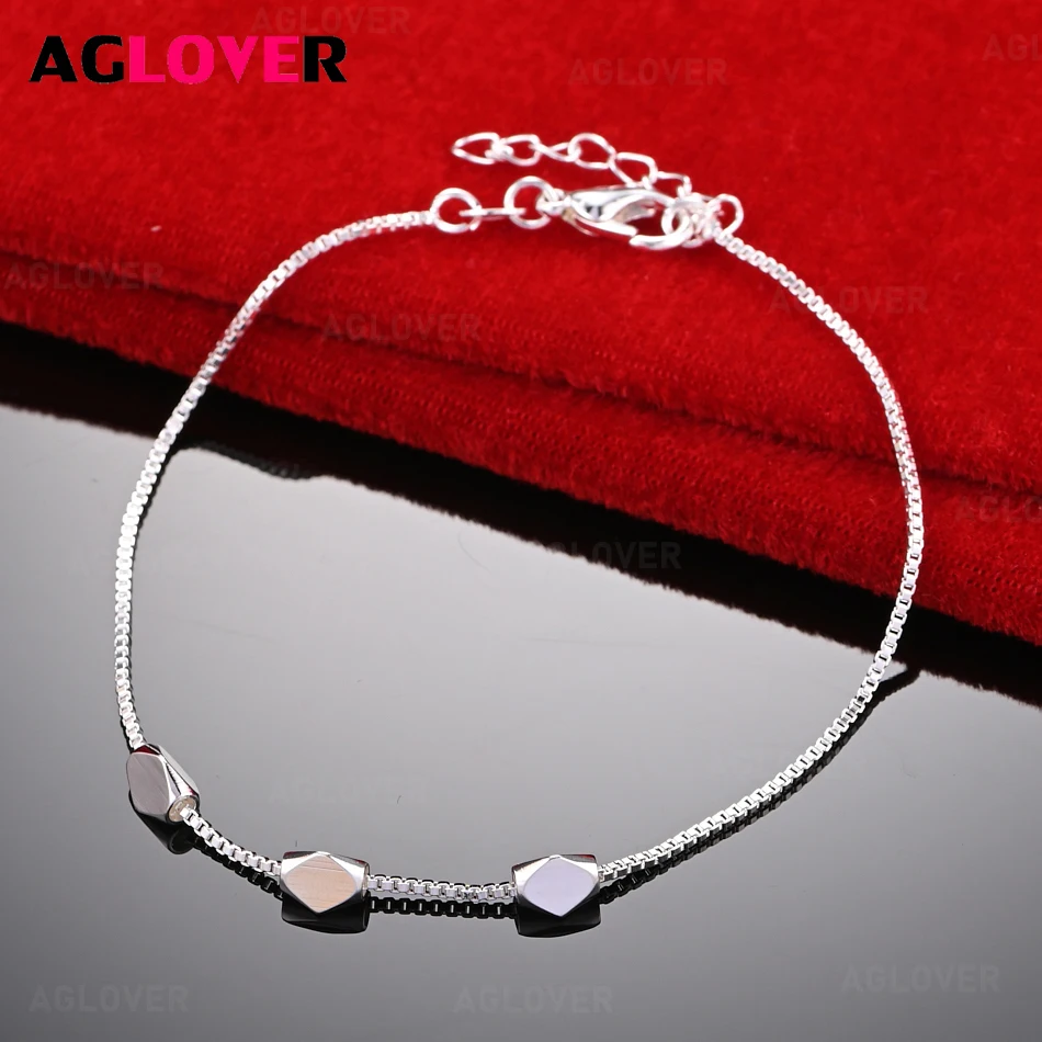 

AGLOVER 925 Sterling Silver Irregular Square Snake Chain Bracelet Fashion Elegant Women Party Jewelry
