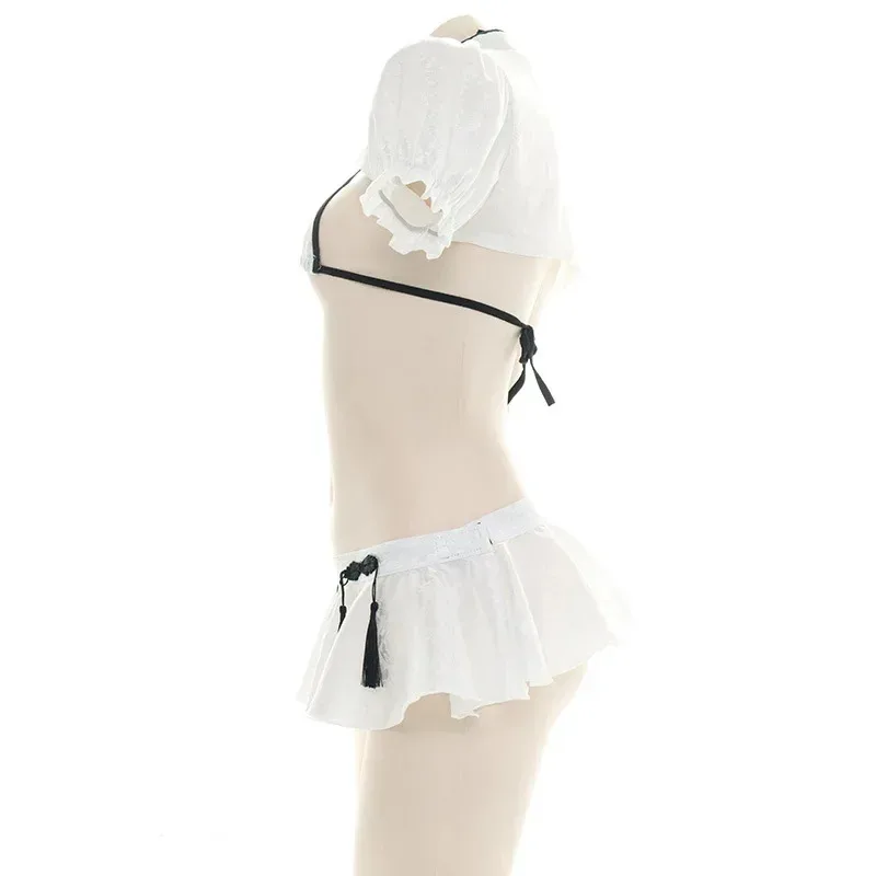 

CySexy Chinese Cheongsam Traditional Split Swimsuit Costume Women Bikini Swimwear Uniform Temptation Lingerie Cosplay Party Clot