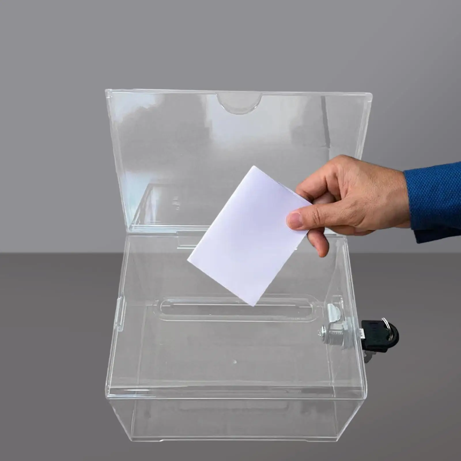 Clear Donation Box Lockable Ticket Container Raffle Ticket Box Acrylic Donation Box for Fundraising Voting Tabletop Reception