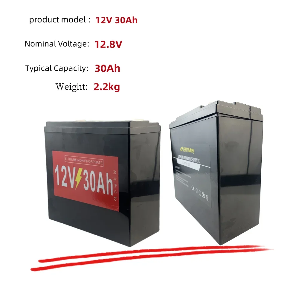 12V 30AH rechargeable lithium iron phosphate deep cycle battery, suitable for children's toy cars, RVs, outdoor camping, solar s