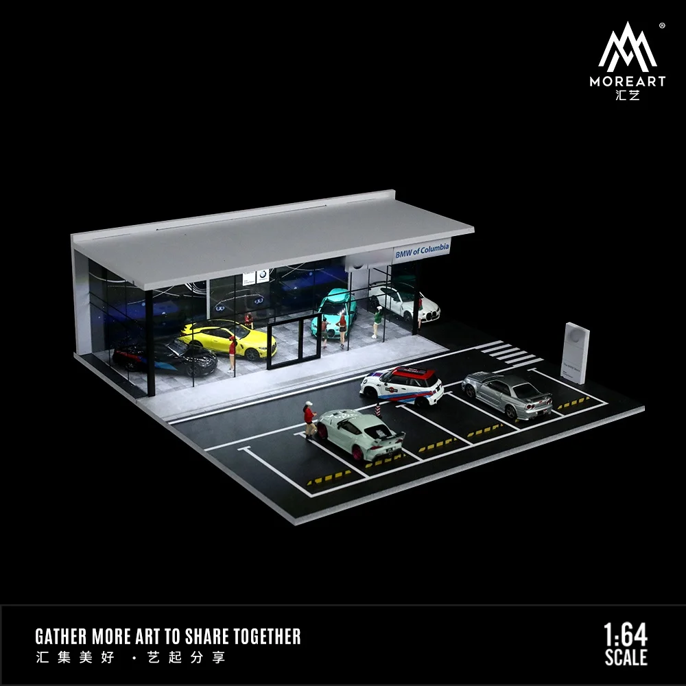 TimeMicro&MoreArt 1:64 M Power theme assembled version of the car showroom lighting scene