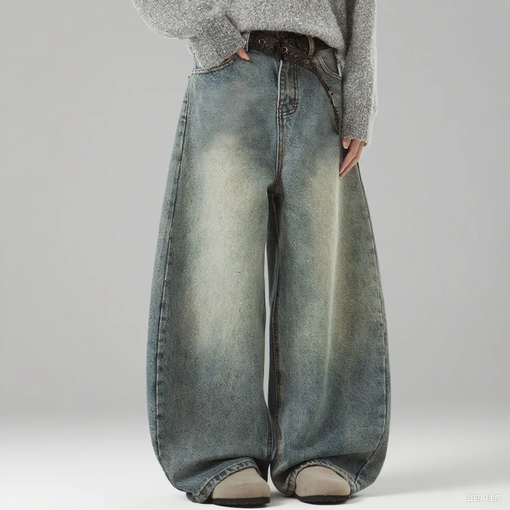 

Men's Denim Pants Male Straight Casual Wide Leg Jeans Baggy Pants Vintage Cut Floor-Length Pants Loose Fit Autumn Clothing
