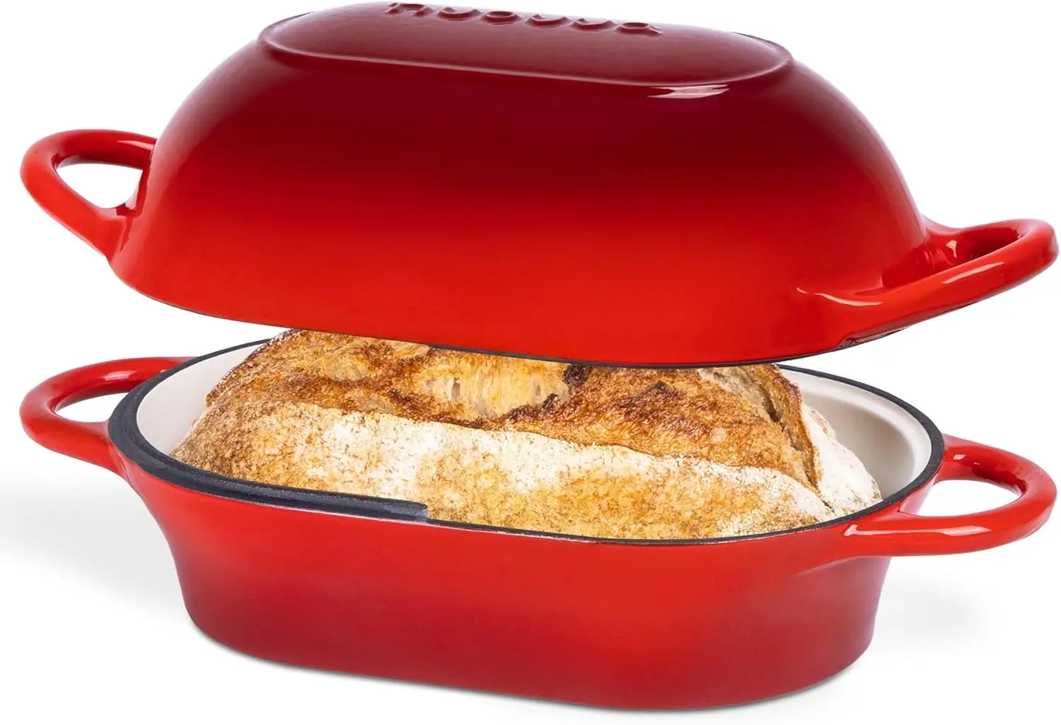 

Enameled Cast Iron Bread Loaf Pan - Oven Safe, Non-Stick, Red, 24cm x 16cm for Perfect Baking