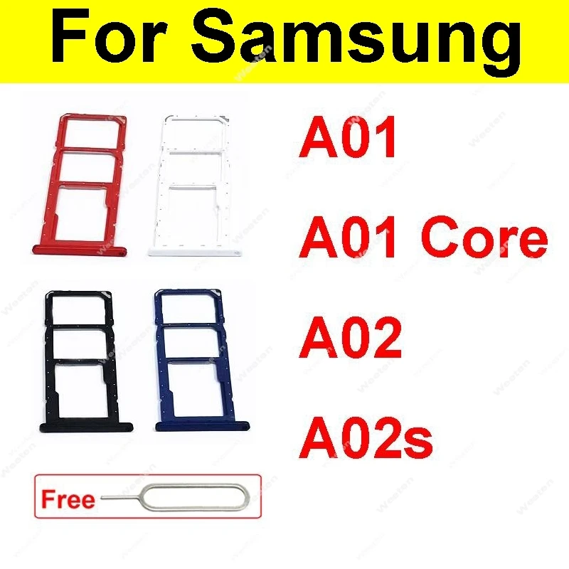 Sim Card Tray For Samsung A01 A015 A01 Core A013 A02 A022F A02s A025F Dual SIM Card Adapter Card Holder Replacement Repair Parts