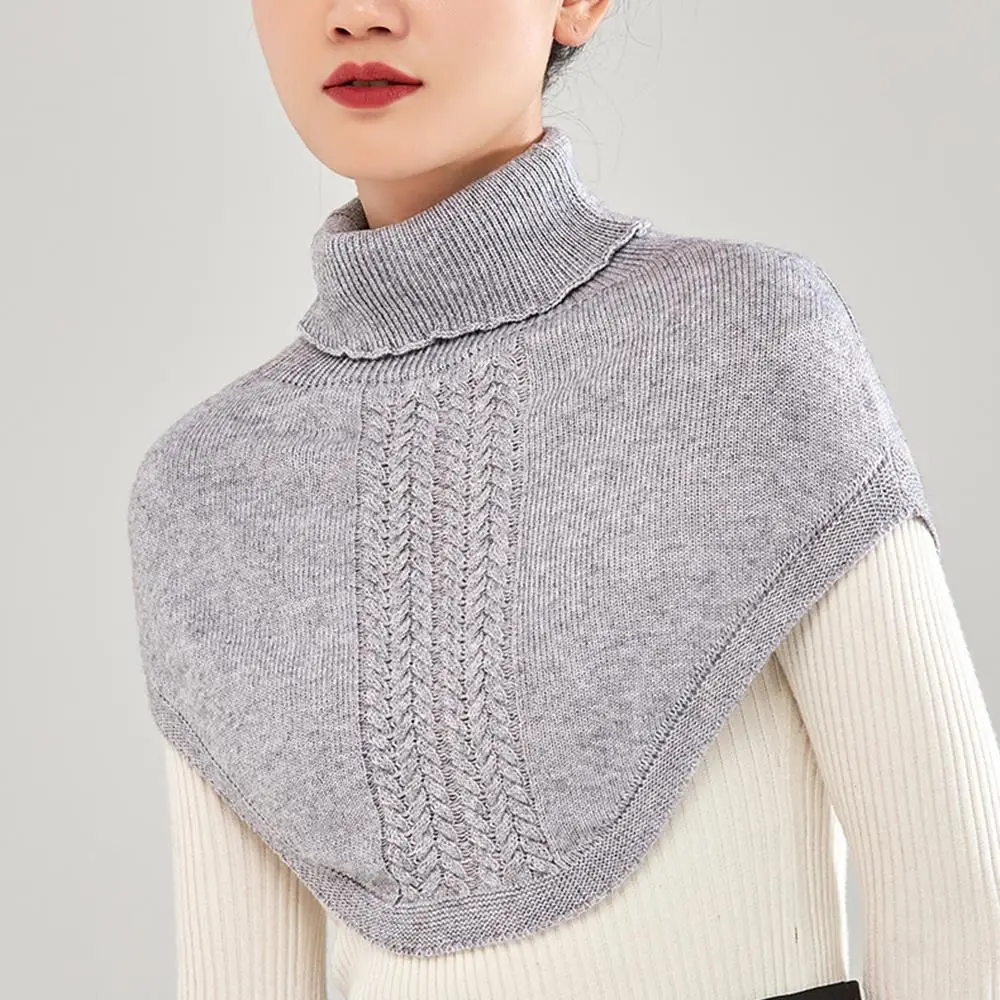 شتاء دافئ محبوك وهمية طوق انفصال الياقة المدورة للنساء كاذبة طوق يندبروف الدافئة وشاح شال طوق حماية للرقبة #4