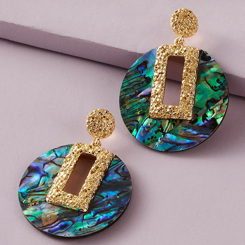 vintage Simple design Unusual earrings Abalone shell Acetic acid version Acrylic geometry lightning earrings for women Wholesale