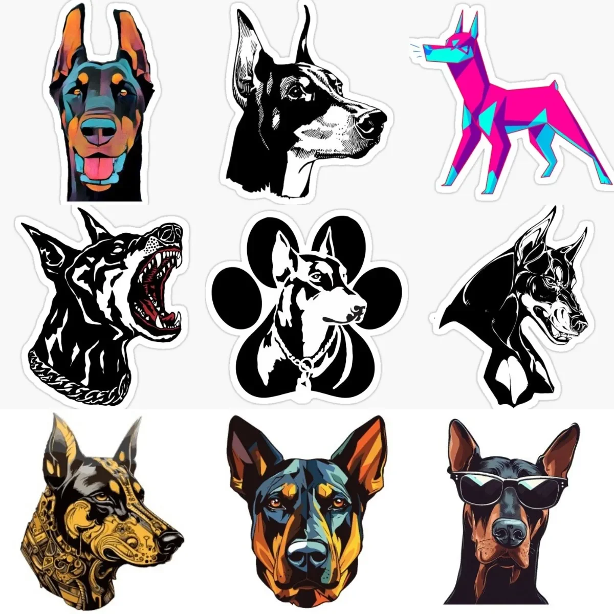 

Doberman Dog Creative PVC Waterproof Stickers for Decorate Car Wall Van Table Bicycle Room Truck Suv Motorcycle Fridge Off-road