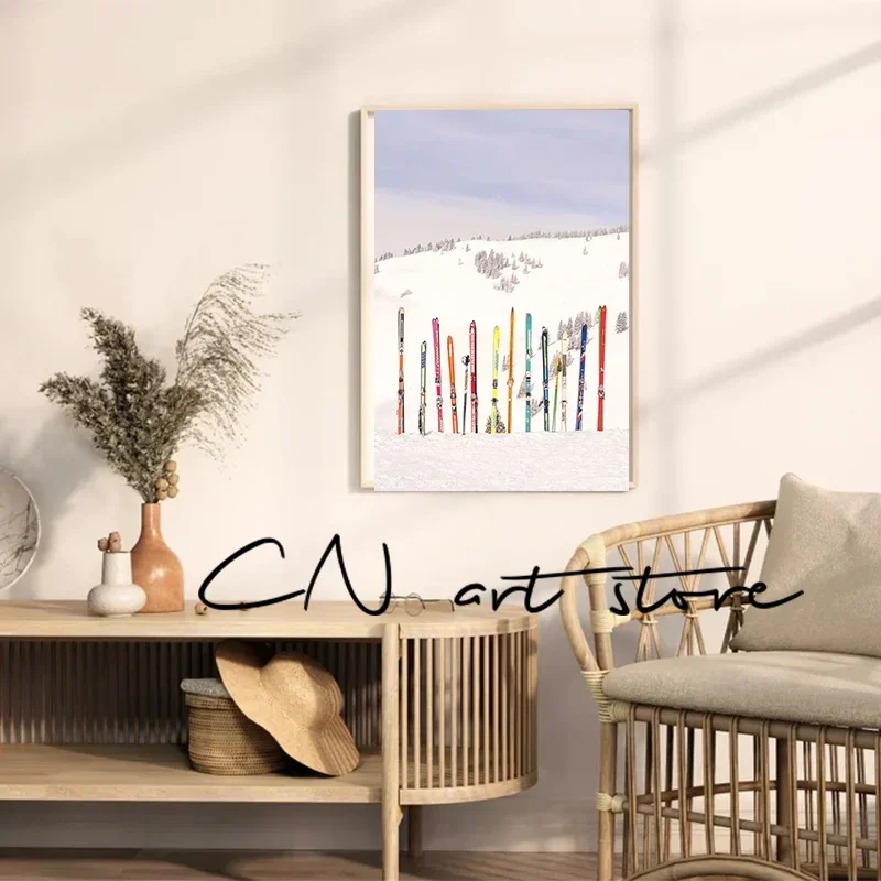 Vintage Ski Lift Skiing Winter Italy Snow Mountain Landscape Ski Club Art Poster Canvas Painting Wall Prints Picture Home Decor