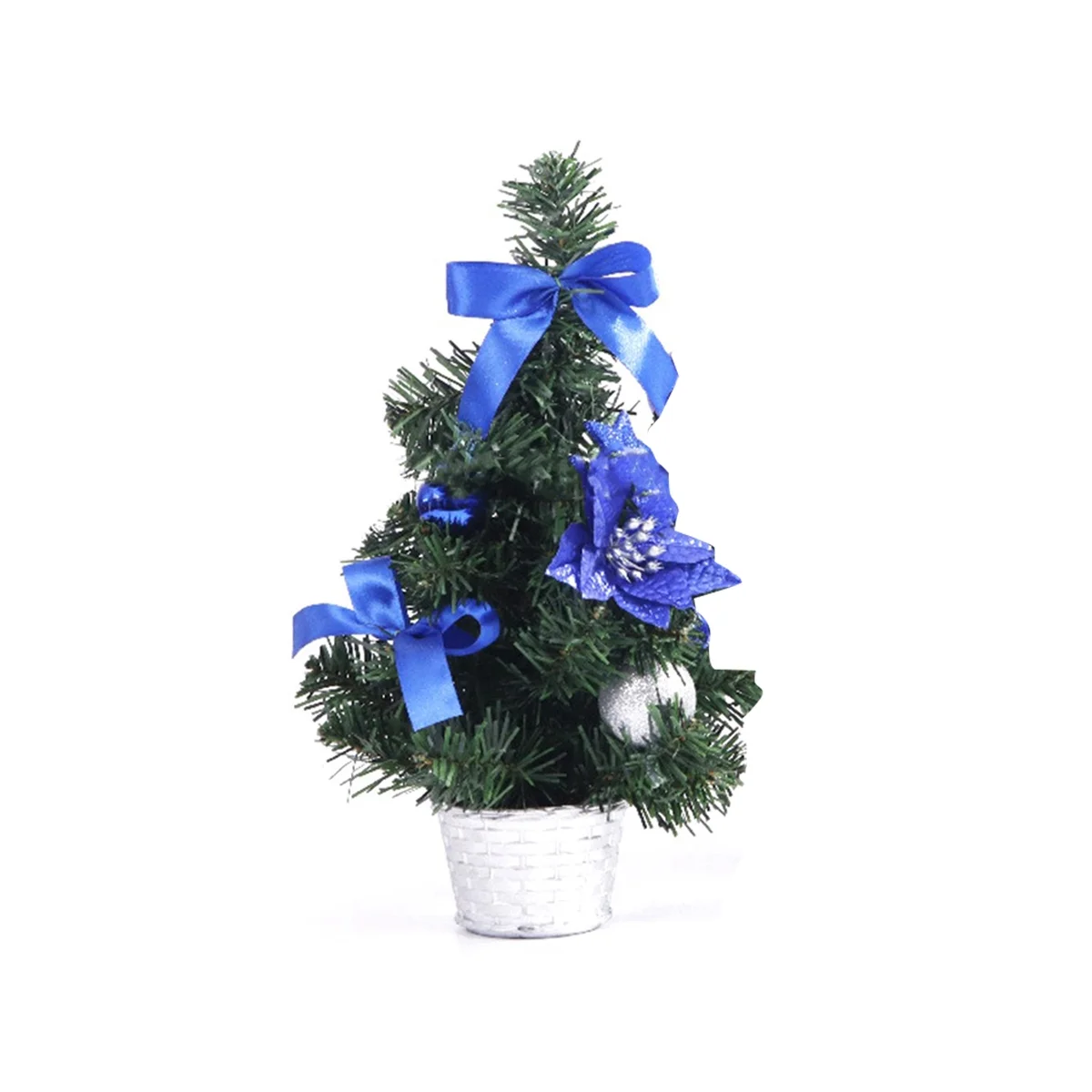 Mini árbol de Mesa para el hogar, decoración de escritorio pequeña de Navidad, adorno familiar para fiesta, azul