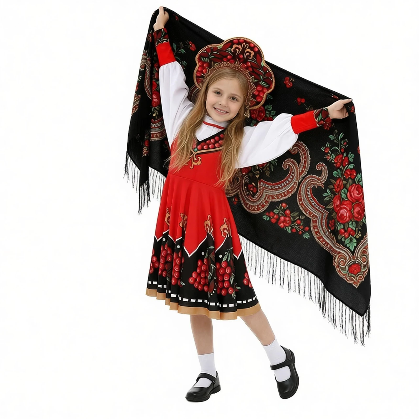 Costume de danse traditionnelle russe pour filles, tenue de danse folklorique avec ceinture, costume de cosplay pour Halloween et carnaval