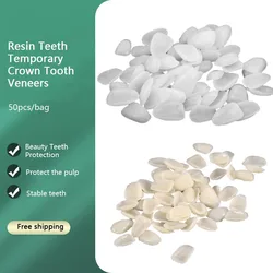 50Pcs/Bag Ultra-Thin Dental Resin Teeth Temporary Crown Tooth Veneers Whitening Porcelain Upper Anterior Oral Care