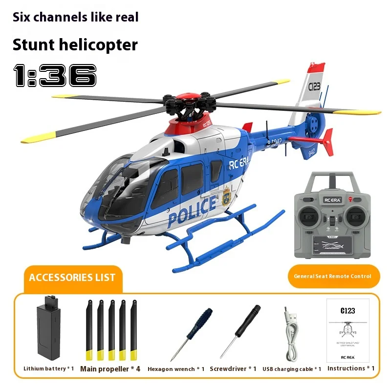 Helikopter zdalnie sterowany Rc Era Ec-135 C123 bezszczotkowy 6-kierunkowy pojedynczy łopatkowy bezpłatna lotnicza model symulacyjny samolotu