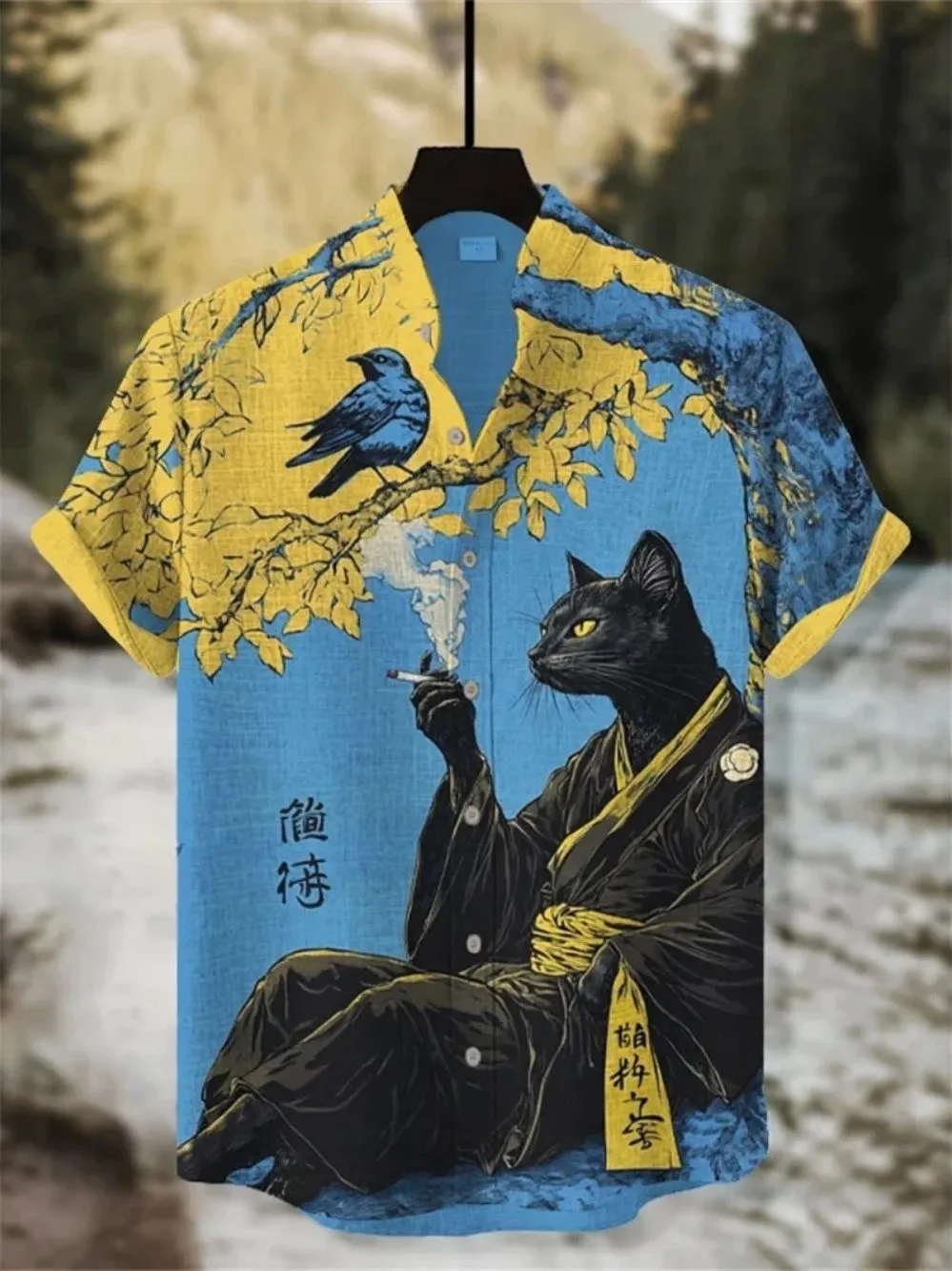 

Printed Stand up Collar ort Sve irt Faion Urban Men's Polyester Fiber No Brand Summer Casual irt Easy Care Treaent