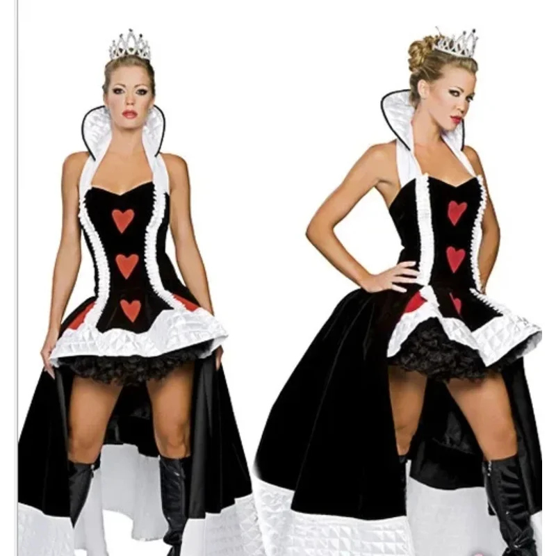 Sexy Queen of Hearts Costume Women Adult Fantasy Party Cosplay Fancy Sexy Costume Disfraz Adulto Halloween Carnival Dress Up