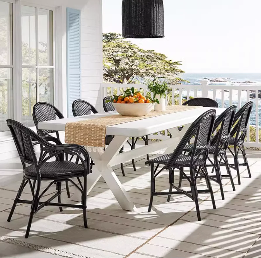 Outdoor dining Cafe Nordic rattan  table chair Retro balcony casual rattan courtyard French outdoor chair